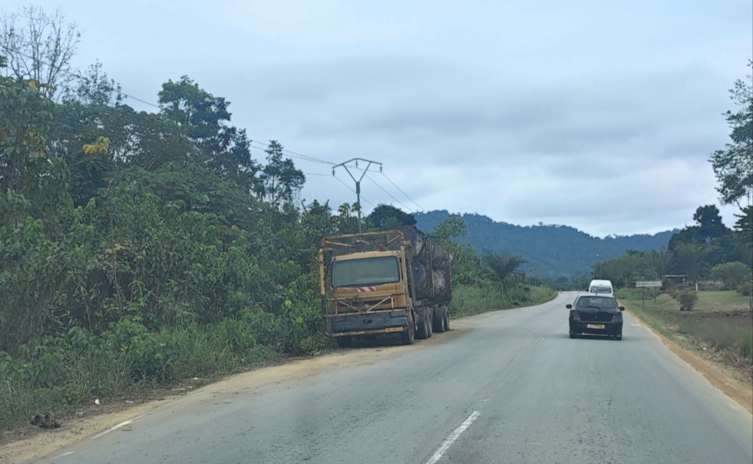 Sécurité routière compromise à Ngoudoufouala : un grumier abandonné depuis des années sous le regard indifférent des autorités provinciales